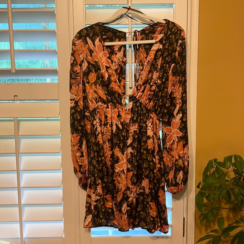 Free People low cut and open back silk dress